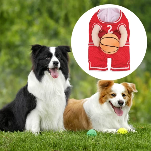 Dog Basketball Player Costume with Ball - Image 3