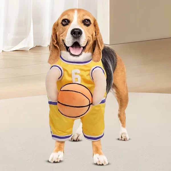 Dog Basketball Player Costume with Ball - Image 4